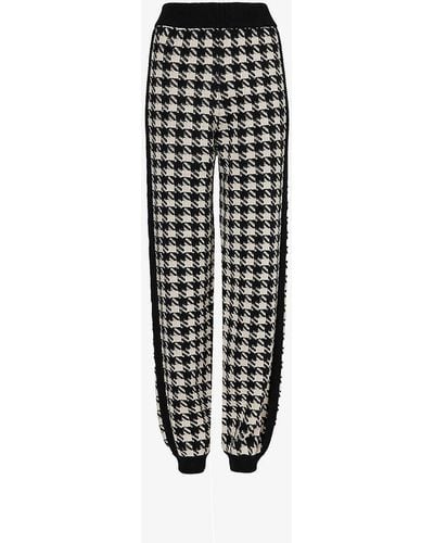 Gucci Elasticated-cuff Houndstooth-pattern Wool Trousers - Black