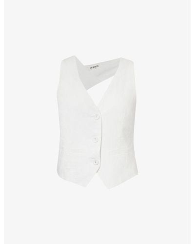 4th & Reckless Tilde V-neck Cotton Waistcoat - White
