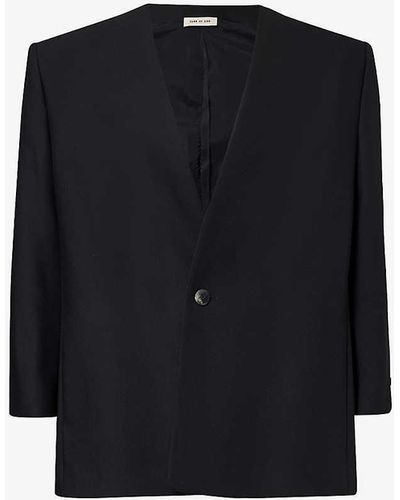 Fear Of God Lapelless Relaxed-fit Wool Blazer - Black