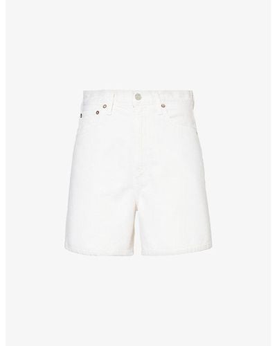 Agolde Stella High-rise Organic-cotton Denim Shorts - White