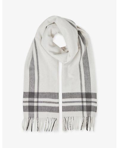 Reiss Martina Checked Wool Scarf - Grey
