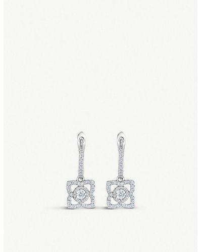 De Beers Enchanted Lotus 18ct White-gold And Diamond Earrings