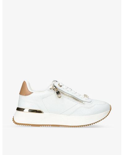 Carvela Kurt Geiger Flare Zip-embellished Leather Low-top Sneakers - White