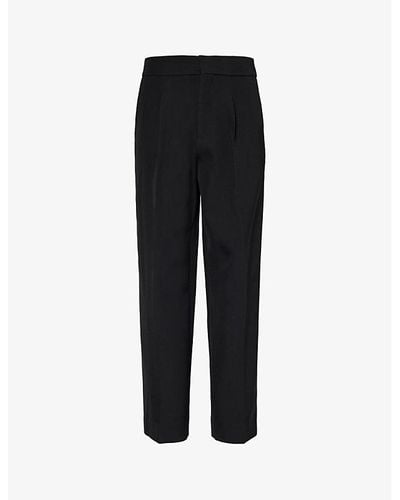 Fear Of God Brand-patch Relaxed-fit Wool And Cotton-blend Pants - Black
