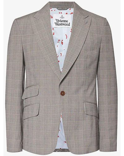 Vivienne Westwood Checked Single-breasted Stretch-cotton Jacket - Grey