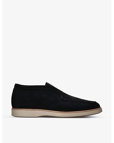 Magnanni Paraiso Tonal-stitching Suede Mid-top Loafers - Black