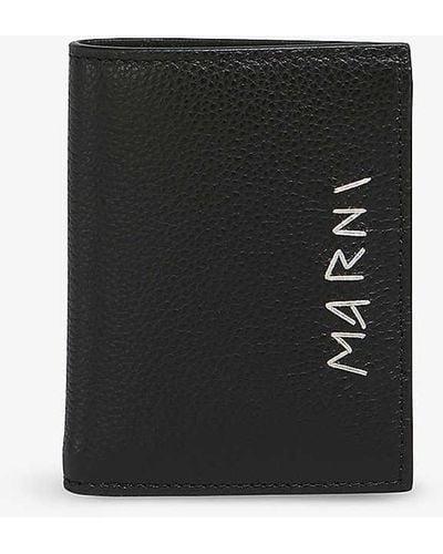 Marni Brand-typography Leather Wallet - Black