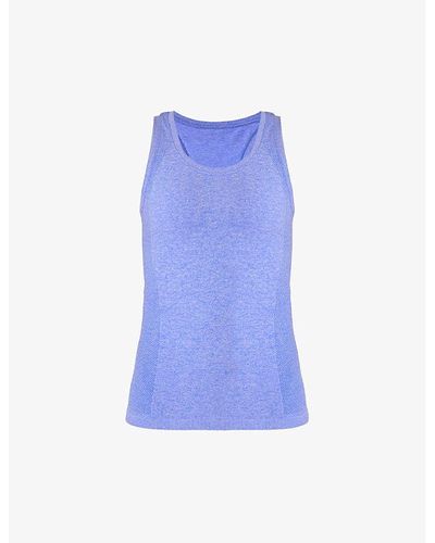 Sweaty Betty Athlete Seamless Workout Marl-pattern Stretch-jersey Tank Top X - Blue