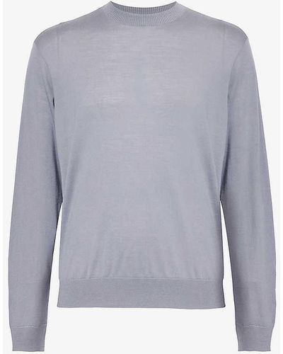 Emporio Armani Travel Crew-neck Wool Knitted Jumper - Blue