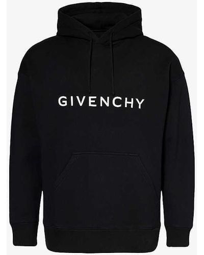 Givenchy Brand-print Slim-fit Cotton-jersey Hoody - Black