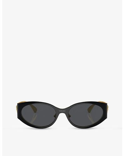Versace Ve2263 Oval-frame Acetate Sunglasses - Black