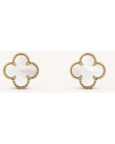 Van Cleef & Arpels Vintage Alhambra Gold And Mother-of-pearl Earrings - Natural