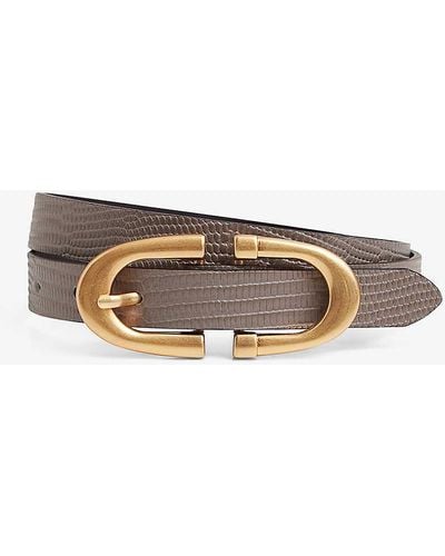 Reiss Bailey Horseshoe-buckle Leather Waist Belt - White
