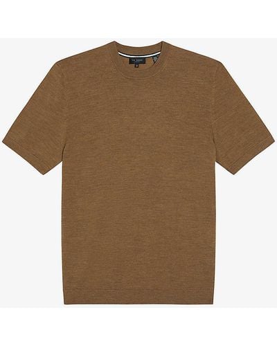 Ted Baker Senti Short-sleeve Regular-fit Knitted T-shirt - Multicolour