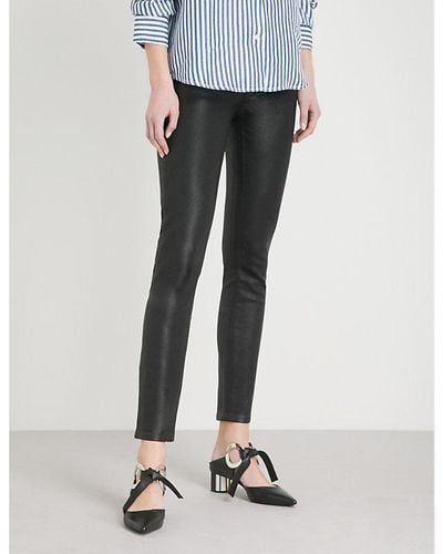 PAIGE Hoxton Ankle Ultra-skinny High-rise Coated Stretch-denim Jeans - Black