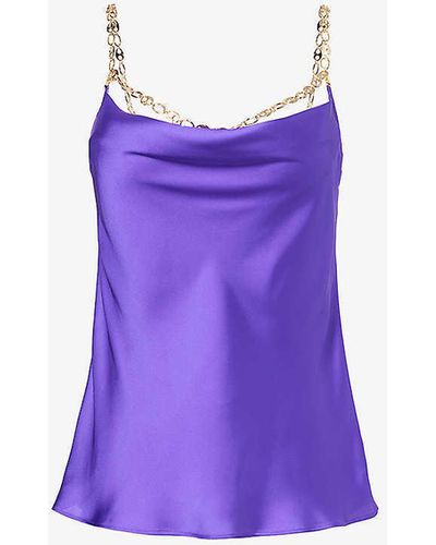 Rabanne Cowl-neck Relaxed-fit Satin Top - Purple