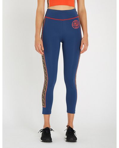 Fendi Stripe Logo Yoga Trousers - Blue