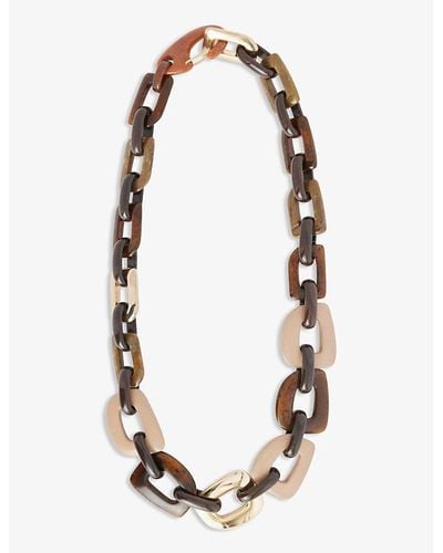 Max Mara Chunky-link Metallic Resin And Metal Necklace - White