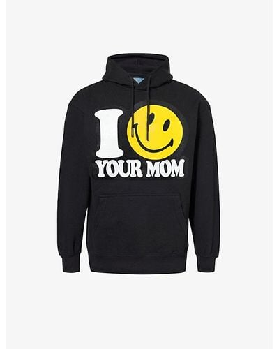 Market Smiley Your Mom Graphic-print Cotton-jersey Hoody - Blue