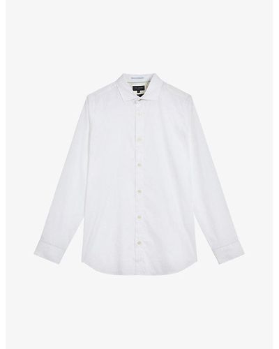 Ted Baker Witree Slim-fit Long-sleeved Stretch-cotton Shirt - White