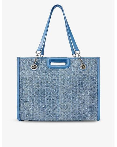Maje Rhinestone-embellished Denim Shoulder Bag - Blue