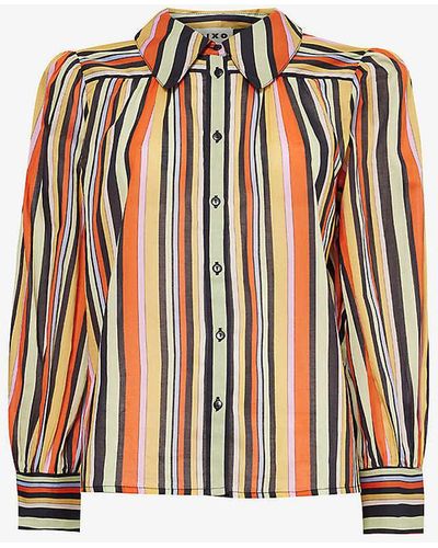 RIXO London Blake Puffed-shoulder Striped Cotton Shirt - White