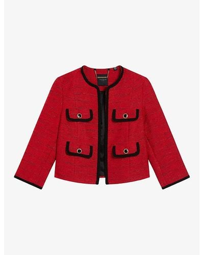 Ted Baker Olivan Open-front Textu Boucle Jacket - Red