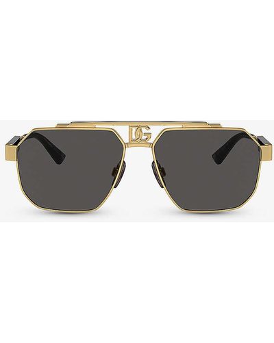 Dolce & Gabbana Dg2294 Pilot-frame Steel Sunglasses - Grey