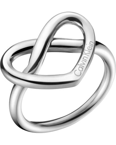 Calvin Klein Charming Stainless Steel Knotted Heart Ring - Metallic