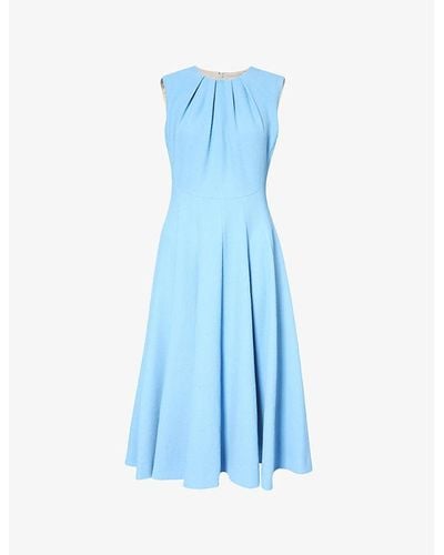 Emilia Wickstead Marlen Sleeveless Woven Midi Dress - Blue