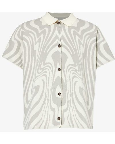 Honor The Gift Dazed Abstract-pattern Regular-fit Knitted Cotton Shirt - White