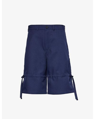 Comme des Garçons Drawstring-trim Structured-waistband Woven Shorts - Blue