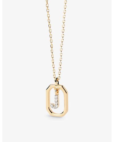 Pdpaola Letter J Mini 18ct Yellow- Plated Sterling-silver And Zirconia Pendant Necklace - Metallic