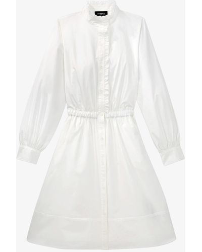 The Kooples Ruffle-trim Cotton-poplin Dress - White