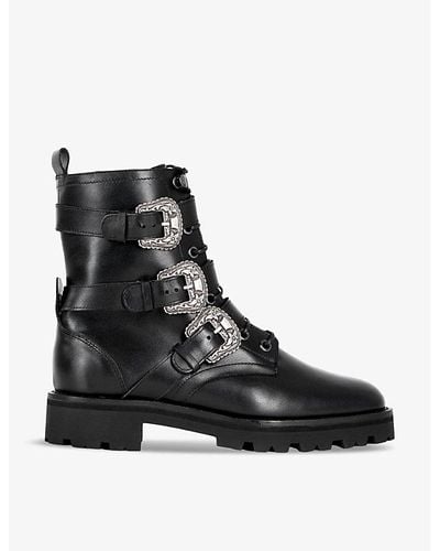 The Kooples Buckle-embellished Leather Ankle Boots - Black