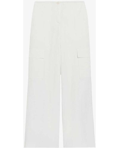 Claudie Pierlot Patch-pocket Straight-leg Mid-rise Stretch-cotton Trousers - White