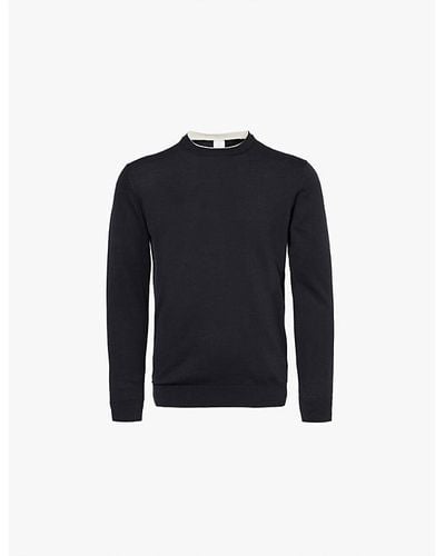 Eleventy Crew-neck Regular-fit Cotton-knit Sweater X - Blue