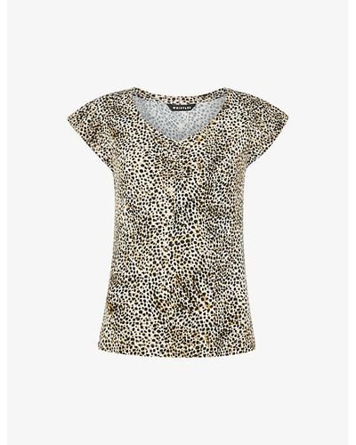 Whistles Leopard-print Frill-sleeve Stretch-woven Top - Multicolor
