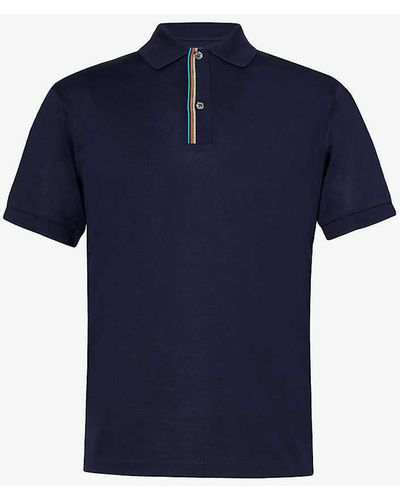 Paul Smith Striped-placket Regular-fit Cotton Polo Shirt Xx - Blue