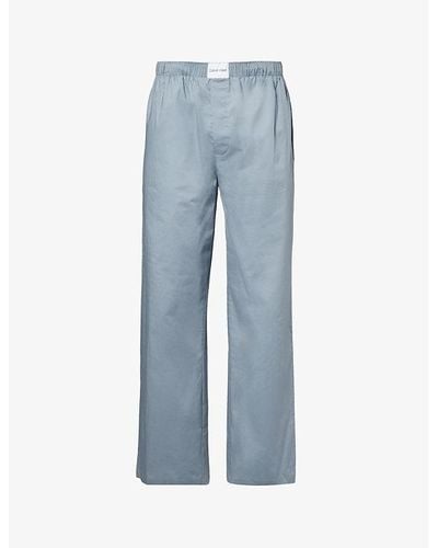 Calvin Klein Brand-patch Slip-pocket Recycled Cotton-blend Pajama Bottoms X - Blue