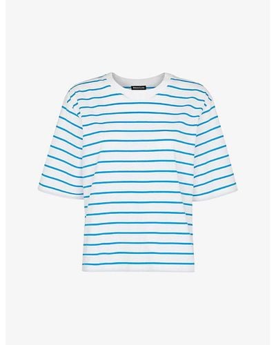 Whistles Stripe Relaxed-fit Organic-cotton T-shirt - Blue