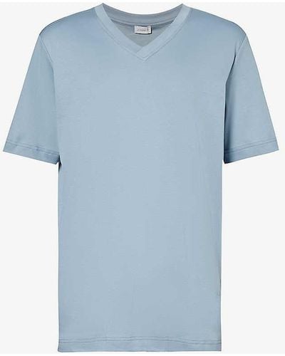 Zimmerli of Switzerland V-neck Regular-fit Cotton T-shirt Xx - Blue