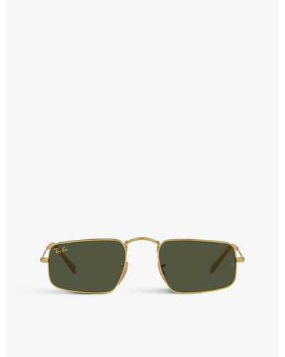 Ray-Ban Rb3957 Julie Rectangular-frame Metal Sunglasses - Green