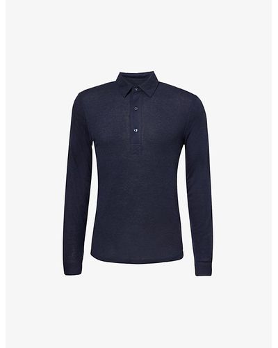 Orlebar Brown Sebastian Brand-patch Slim-fit Cotton And Stretch-knit Polo Shirt X - Blue