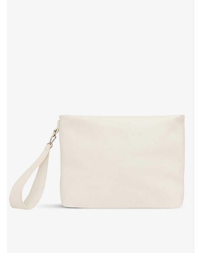 Whistles Avah Leather Clutch Bag - Natural