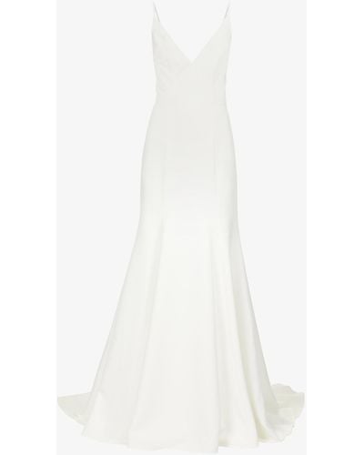 Jenny Yoo Marley V-neck Crepe Gown - White