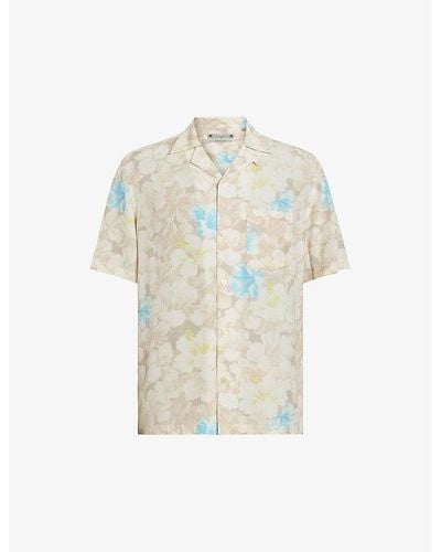 AllSaints Nevada Floral-print Short-sleeve Woven Shirt - White