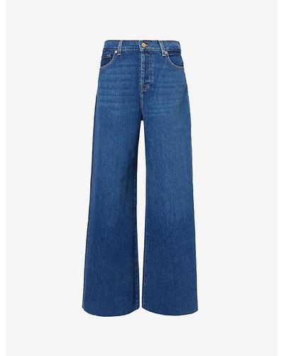 7 For All Mankind Zoey Mid-rise Wide-leg Stretch-denim Jeans - Blue
