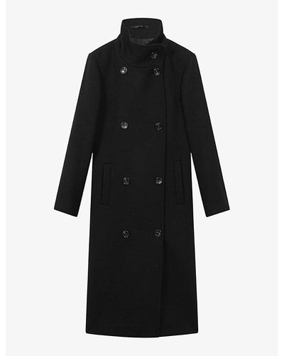 Reiss Blair Double-breasted Wool-blend Coat - Black