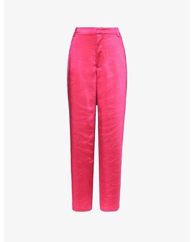 GOOD AMERICAN Washed Regular-fit Mid-rise Satin Pants - Pink